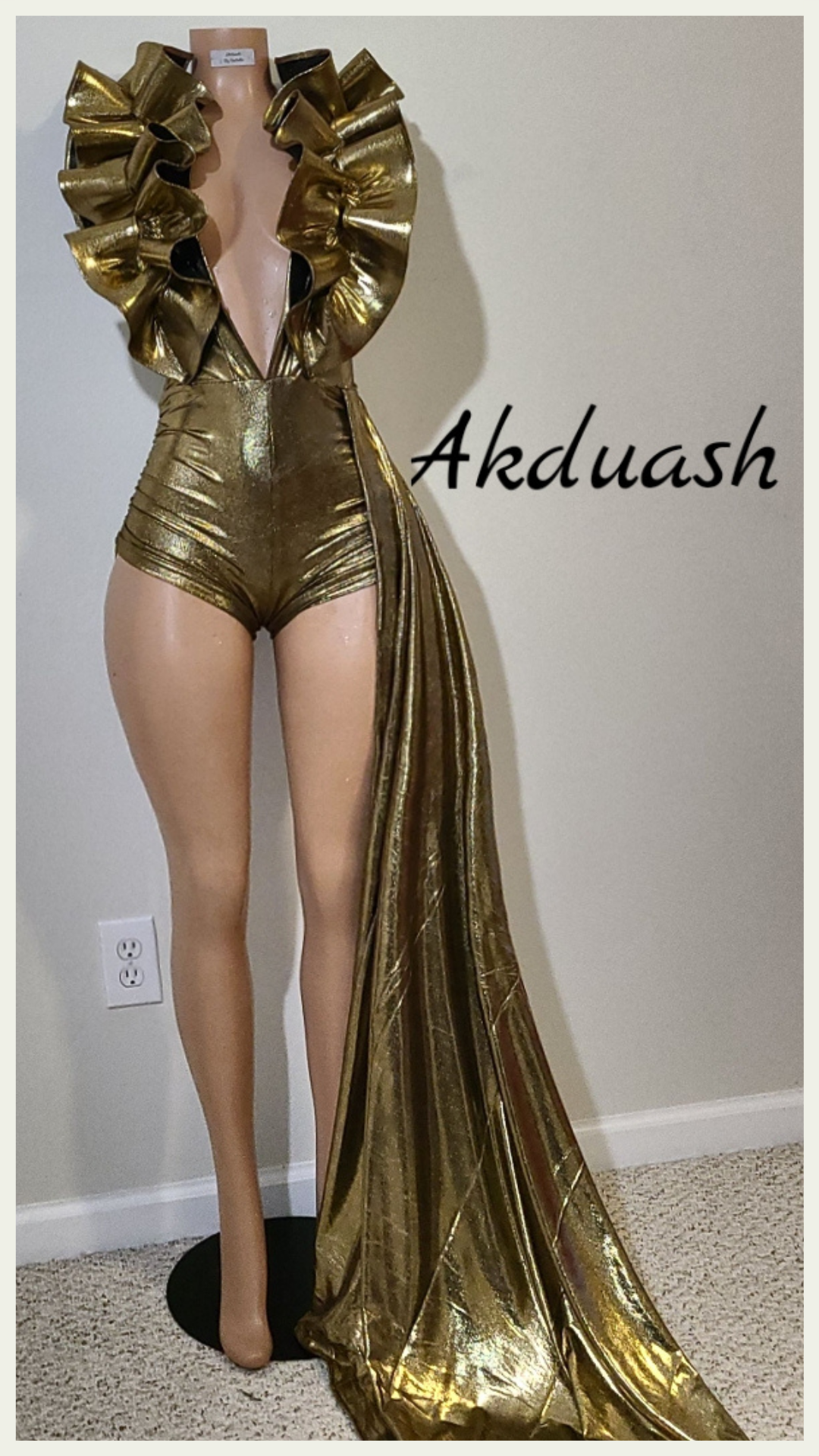 Royale-romper-party-special-occasion-deep-V-neck-ruffled-sleeves-elastic-sides-high-waisted-long-train_1