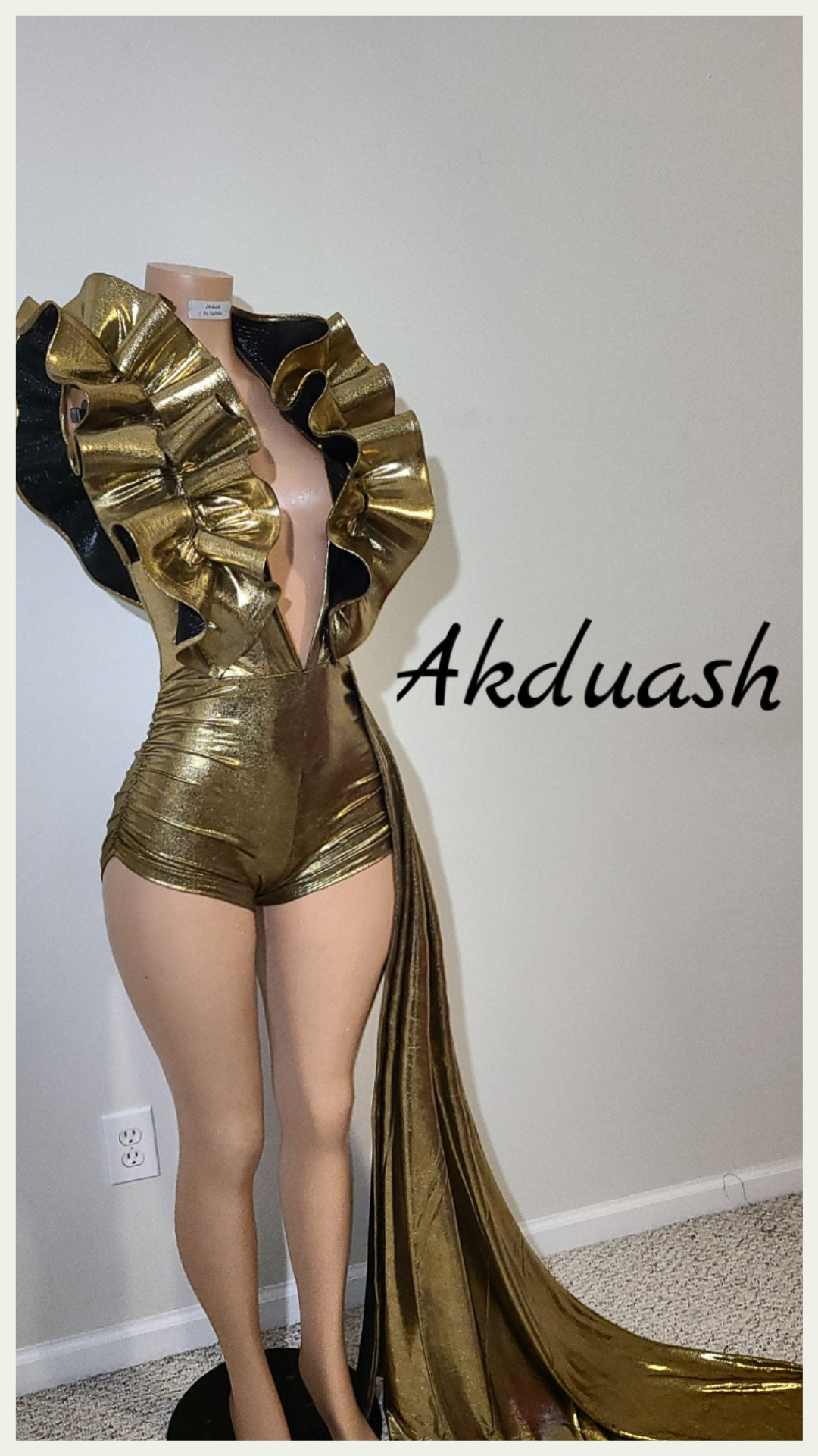 Royale-romper-party-special-occasion-deep-V-neck-ruffled-sleeves-elastic-sides-high-waisted-long-train_2