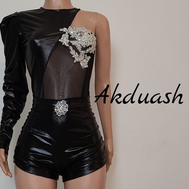 Suzie-one-sleeve-spandex-fit-with-gathered-sides-and-rhinestone-cup_2