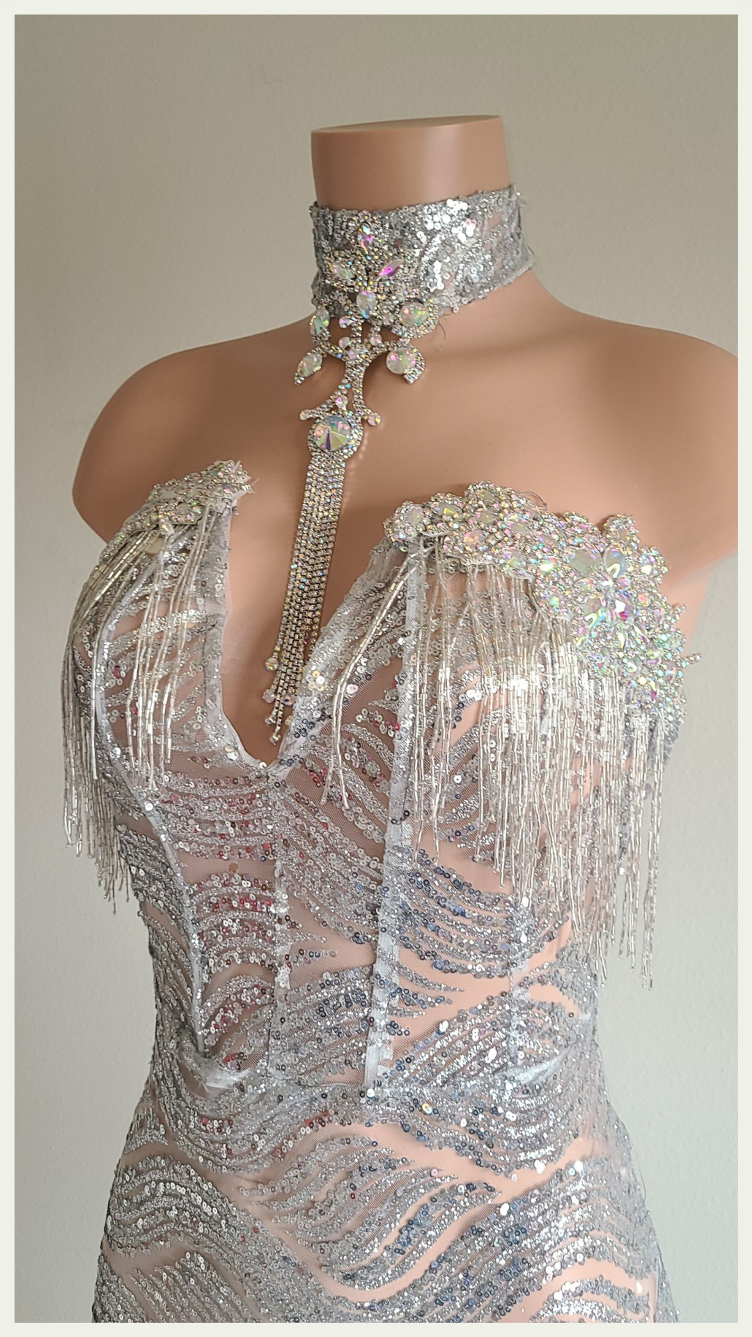 Denise-wedding-prom-dress-silver-lace-mermaid-bottom-choker-collar-bust-embellished-rhinestone-appliqué-fringe_2